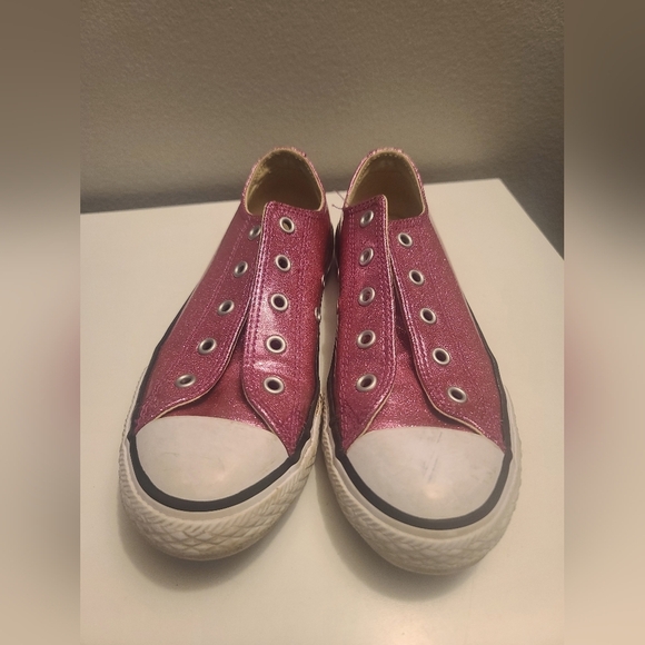 Converse All Star Kids Pink Glittery Sneakers - Picture 2 of 9